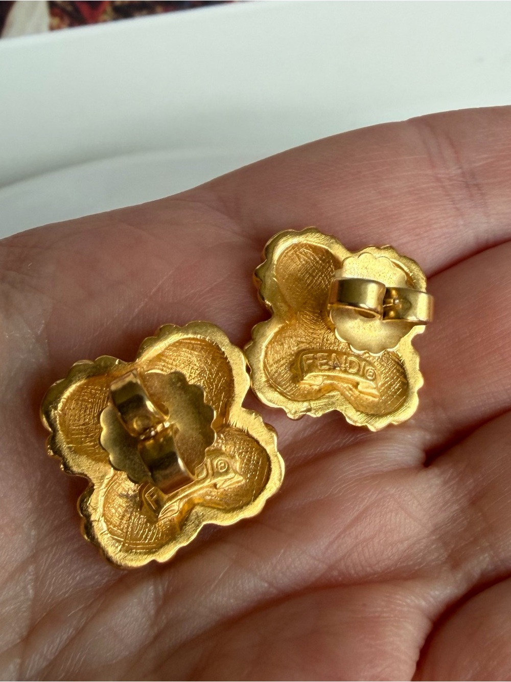 FENDI Vintage FF Floral Motif Earrings - Picture 3 of 3
